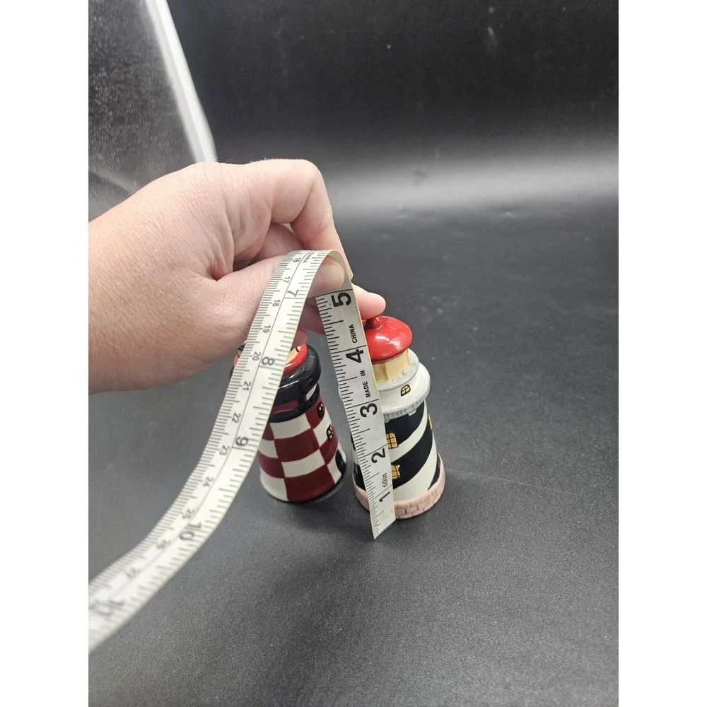 Ceramic Hand Painted Lighthouse Salt n Pepper Shakers~ Each One 4.5